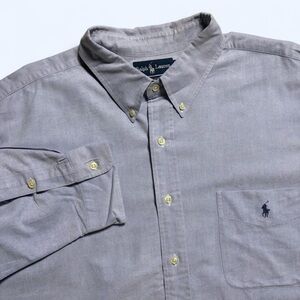 Ralph Lauren Mens Long Sleeve Button Up Shirt Size XXL Big Shirt Blue Pony Logo